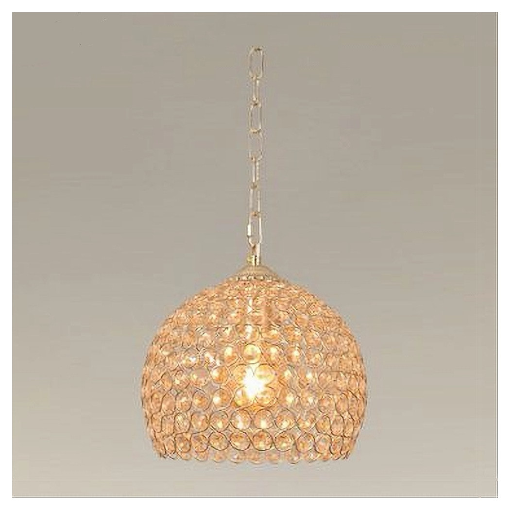 foto del prodotto trade shop lampadario sospeso tondo cupola cristalli lampada mezza sfera luce e27 oro 32347 