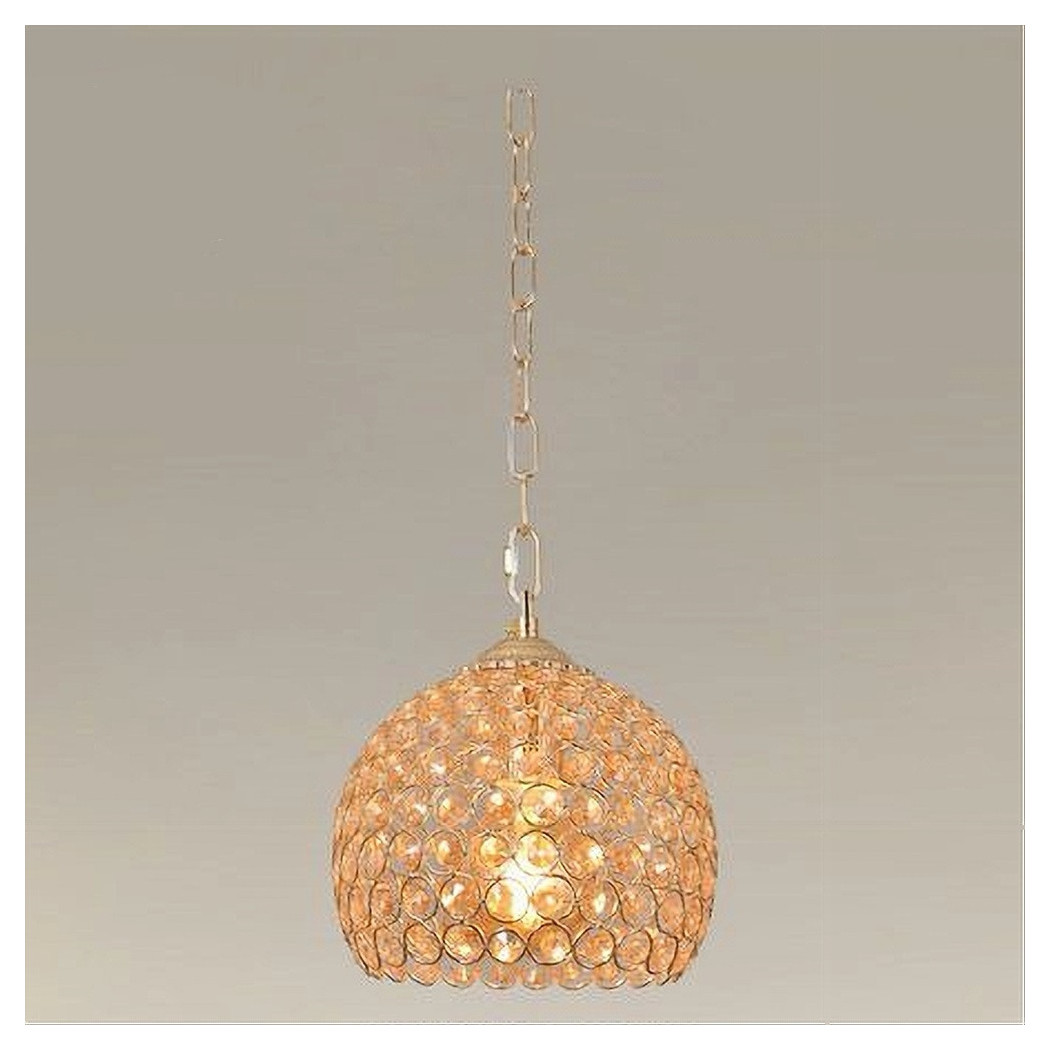 foto del prodotto trade shop lampadario sospeso tondo cupola lampada mezza sfera cristalli luce e27 oro 32354 
