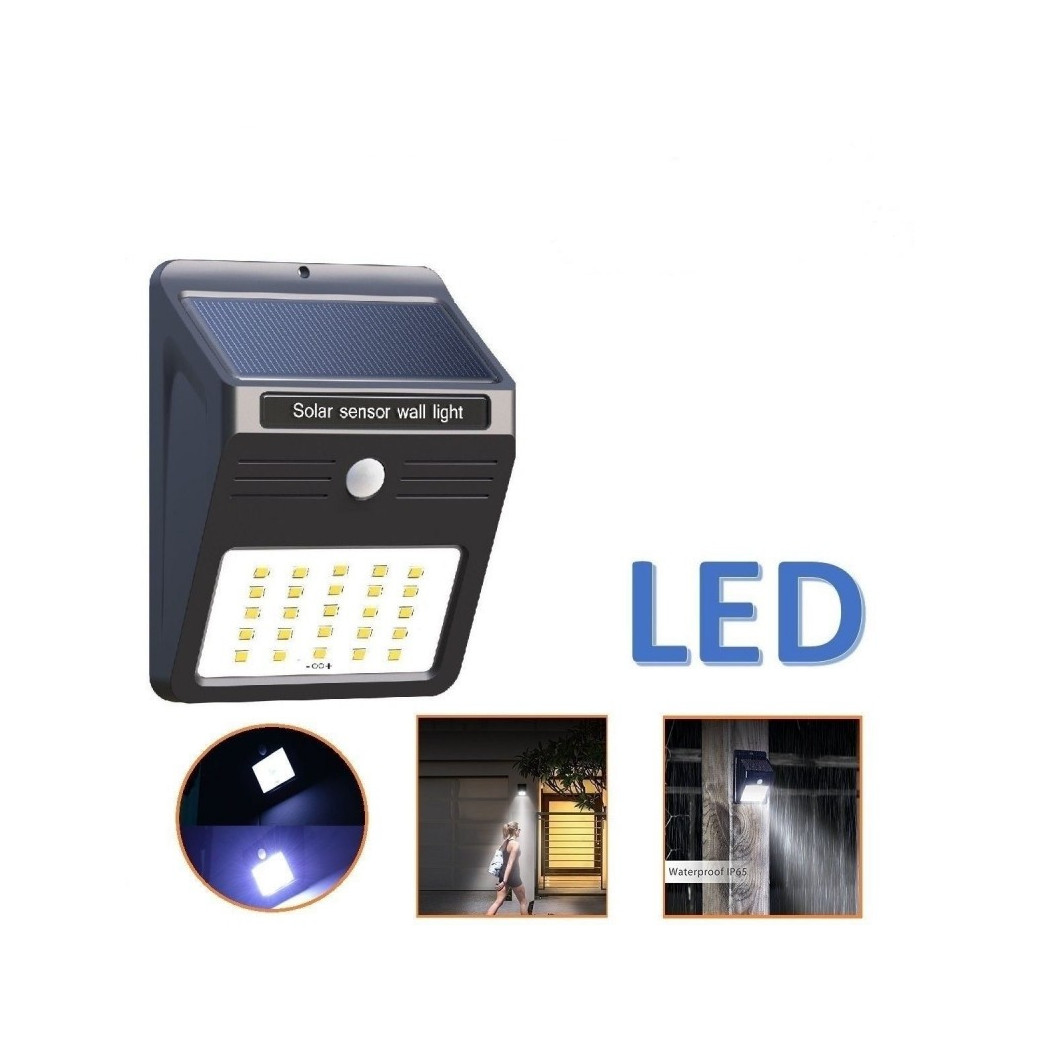 foto del prodotto trade shop lampade 30led 15w parete muro energia solare sensore movimento applique esterno 
