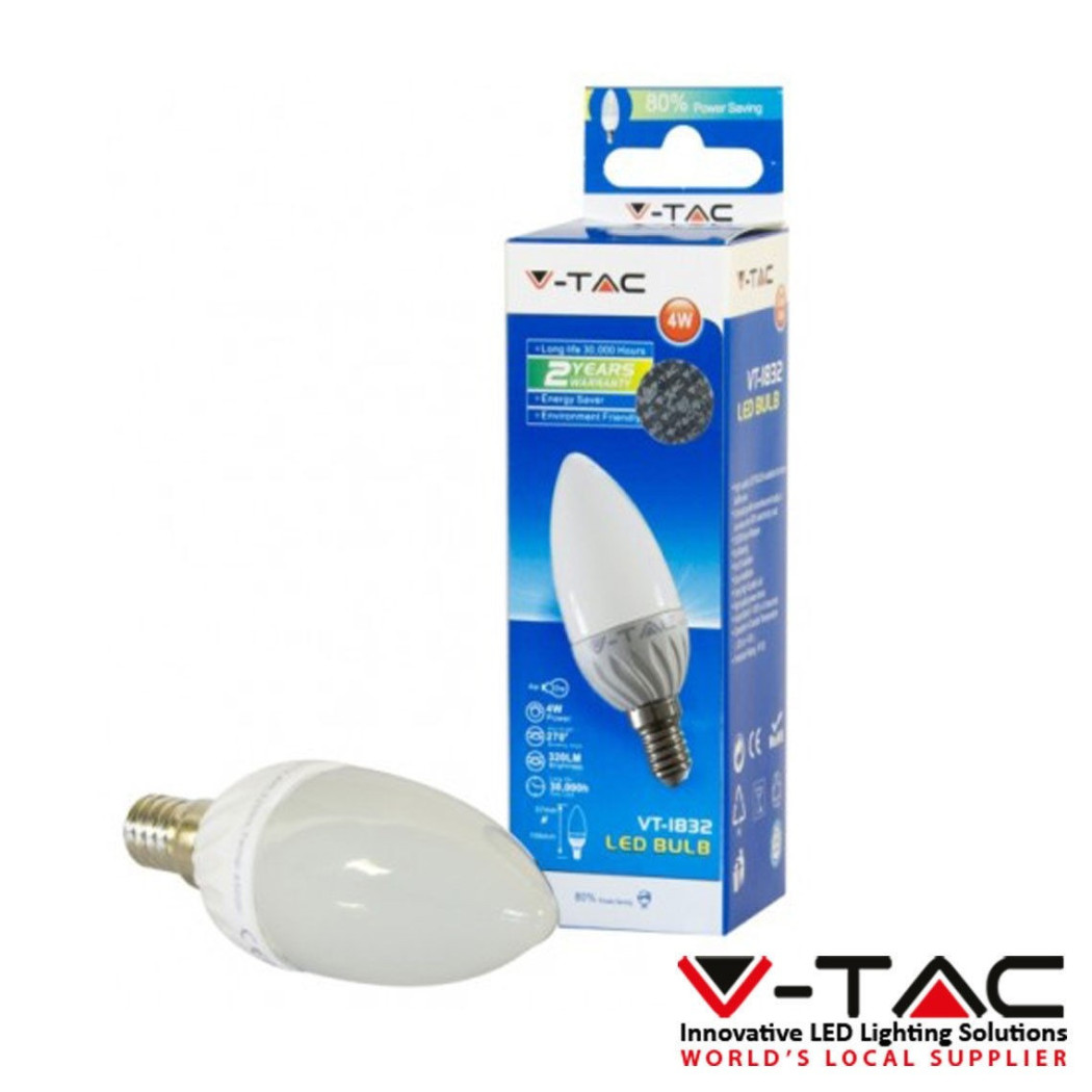 foto del prodotto trade shop lampadina candela led e14 6w luce calda fredda v tac 1818 2 anni di garanzia 
