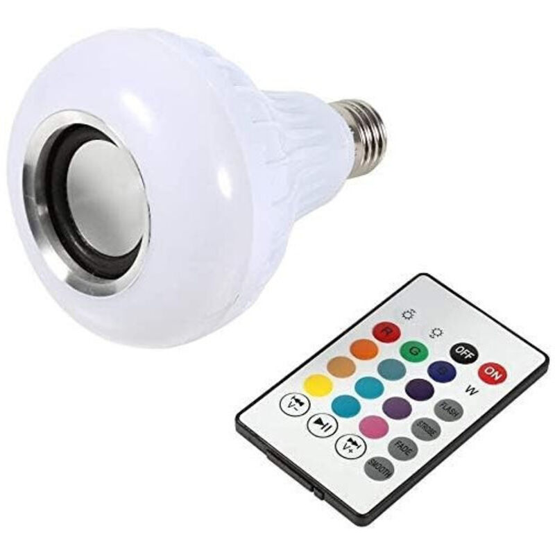 foto del prodotto trade shop lampadina cassa bluetooth colorata led e27 rgb bulbo musica lampada telecomando 