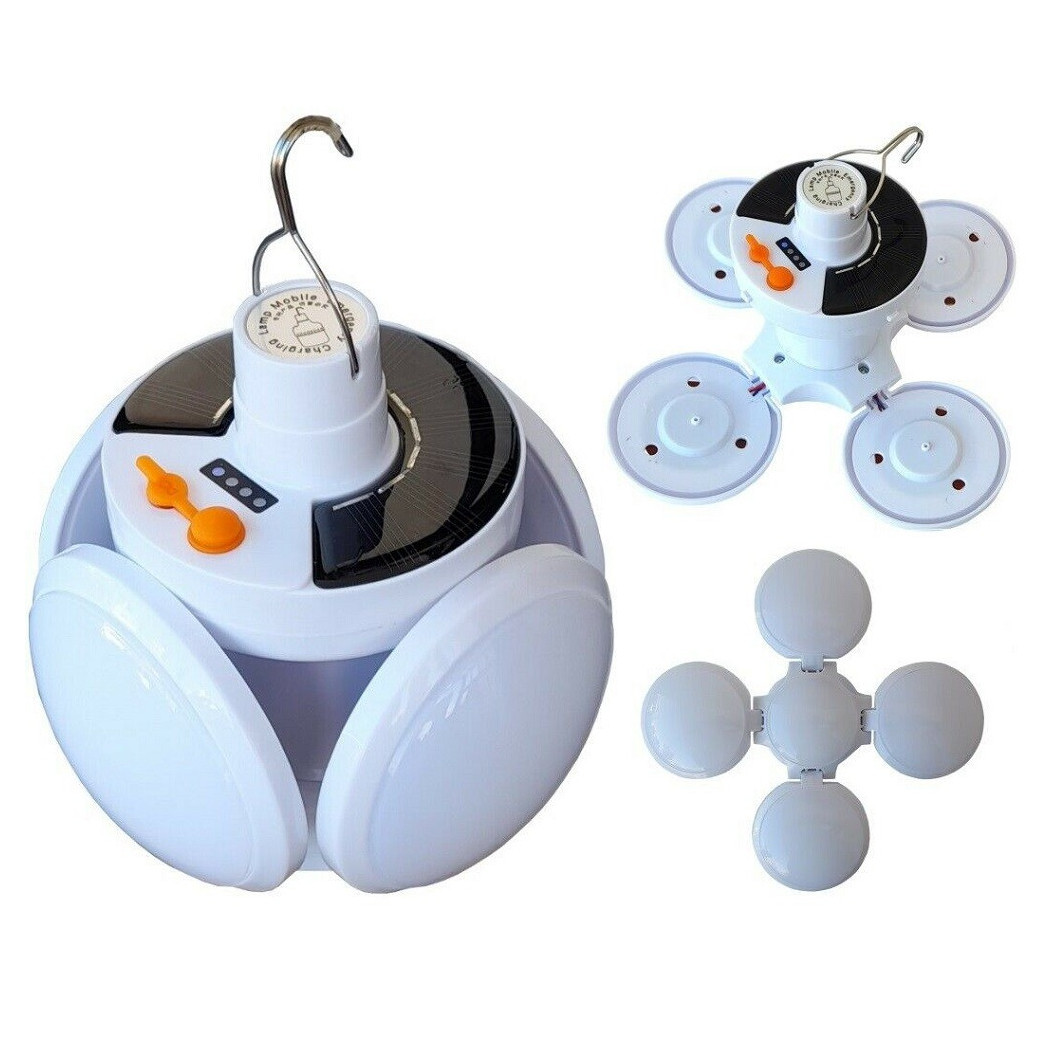 foto del prodotto trade shop lampadina emergenza pannello solare ricaricabile deformabile 6500k ea 94439 