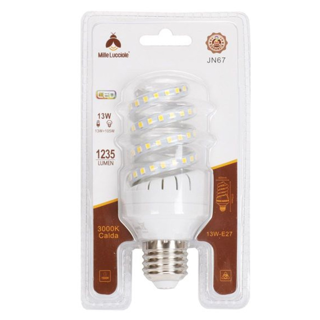 foto del prodotto trade shop lampadina led e27 13 watt 1235lm tortiglione vortice spirale luce naturale calda bianco caldo 