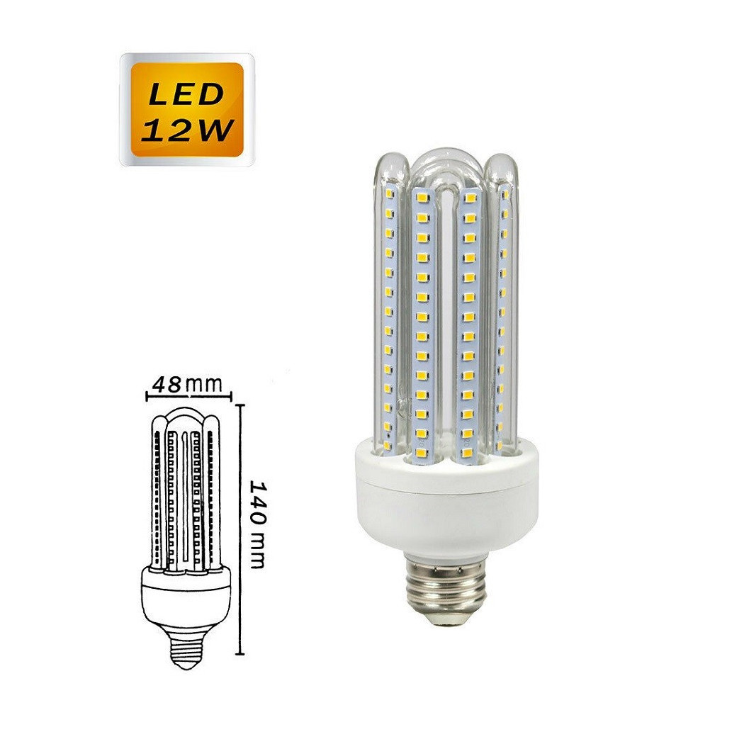 foto del prodotto trade shop lampadina led e27 da 12 w luce calda 3000k naturale 4000k fredda 6500k 4u 01t bianco caldo 