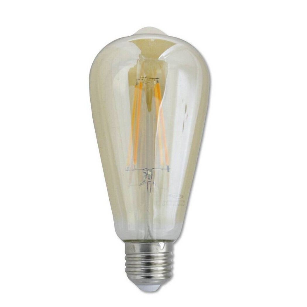 foto del prodotto trade shop lampadina led filamento 8w st64 e27 luce calda 2600k 880lmn vetro ambrato t64 oc 