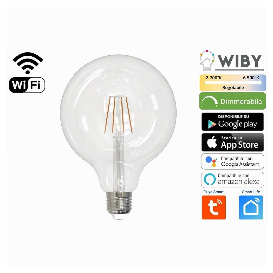 foto del prodotto trade shop lampadina led g125 e27 a filamento 7watt wifi dimmerabile colore luce regolabile 