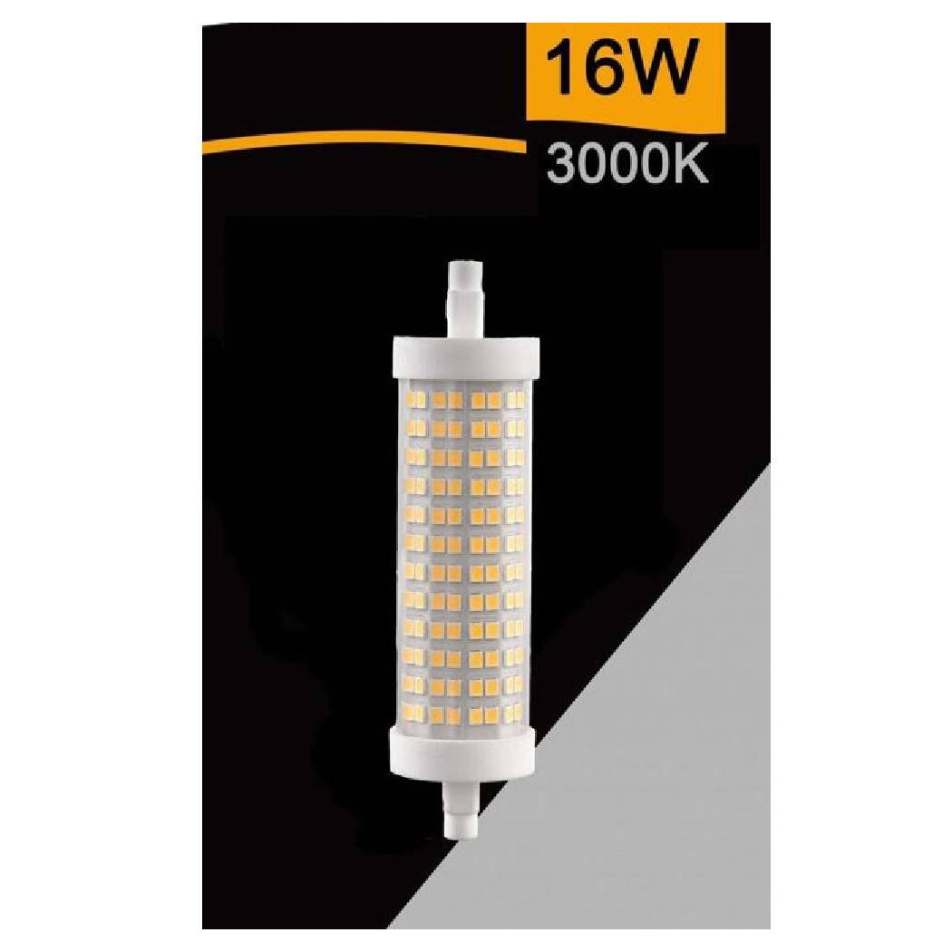foto del prodotto trade shop lampadina led smd r7s l118 16w tubolare luce 3000k 4000k 6500k sparac r7s 16w 001 bianco caldo 
