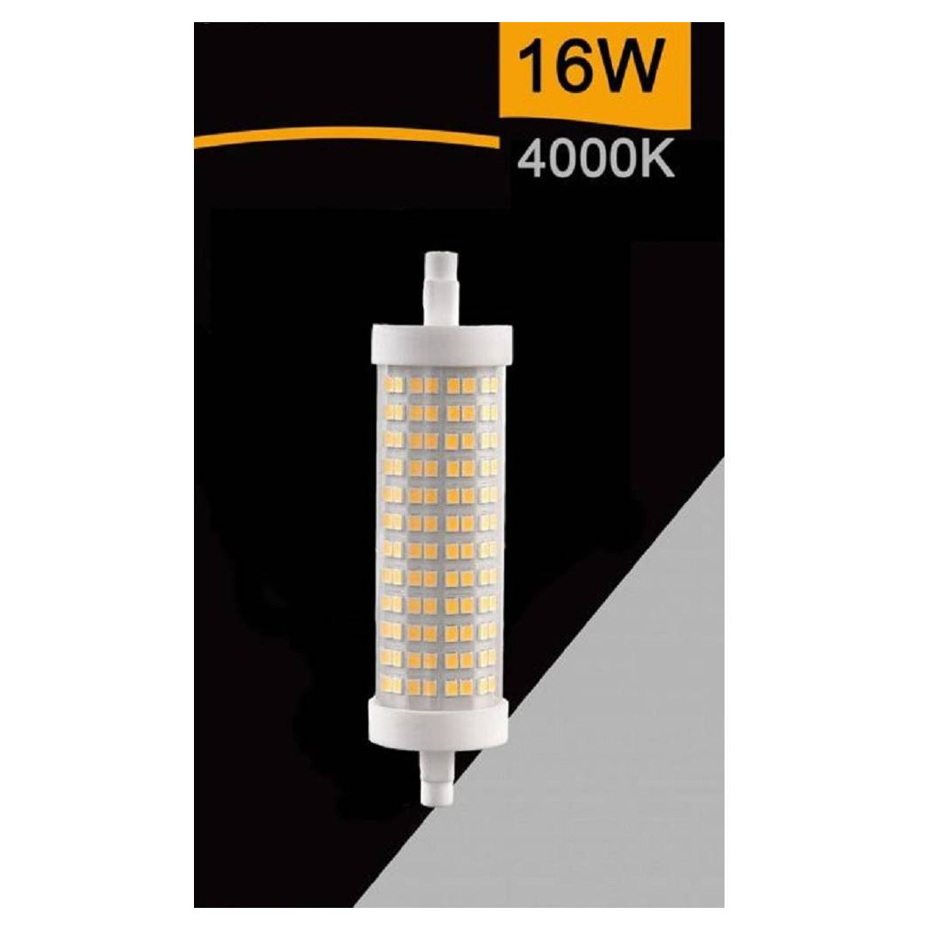 foto del prodotto trade shop lampadina led smd r7s l118 16w tubolare luce 3000k 4000k 6500k sparac r7s 16w 001 bianco naturale 