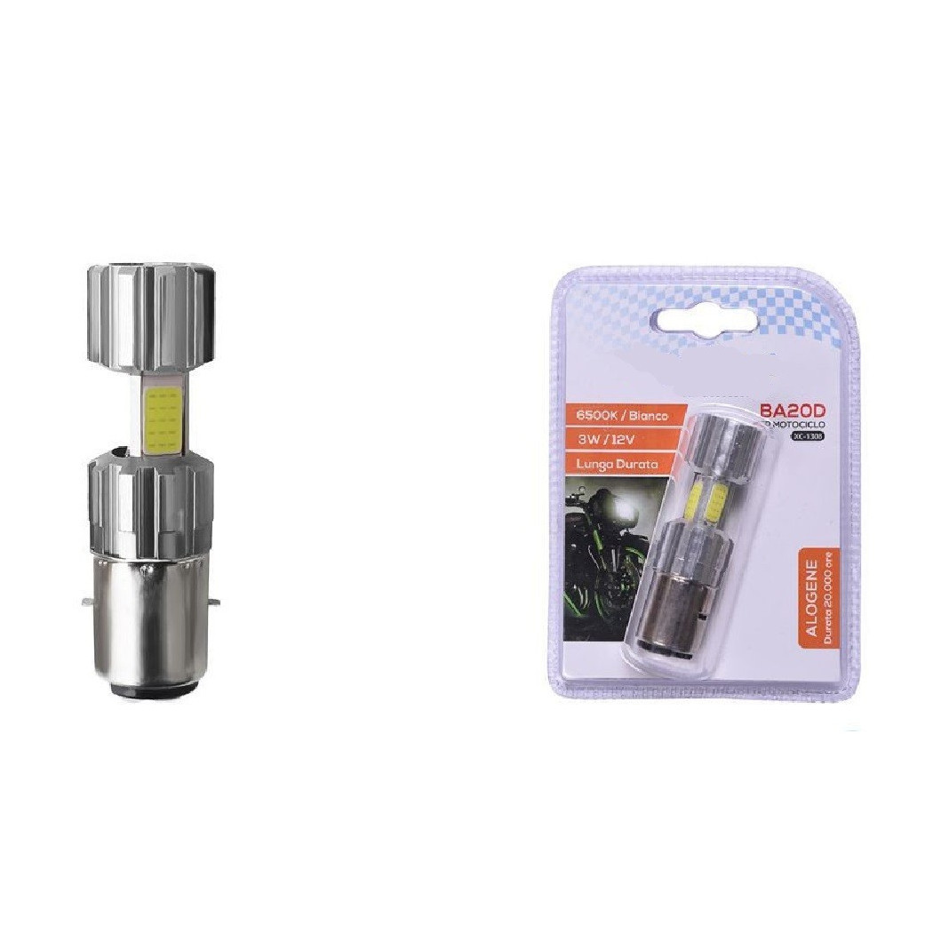 foto del prodotto trade shop lampadina per motociclo ba20d alogena luce bianca 6500k 3w lunga durata xc 1308 