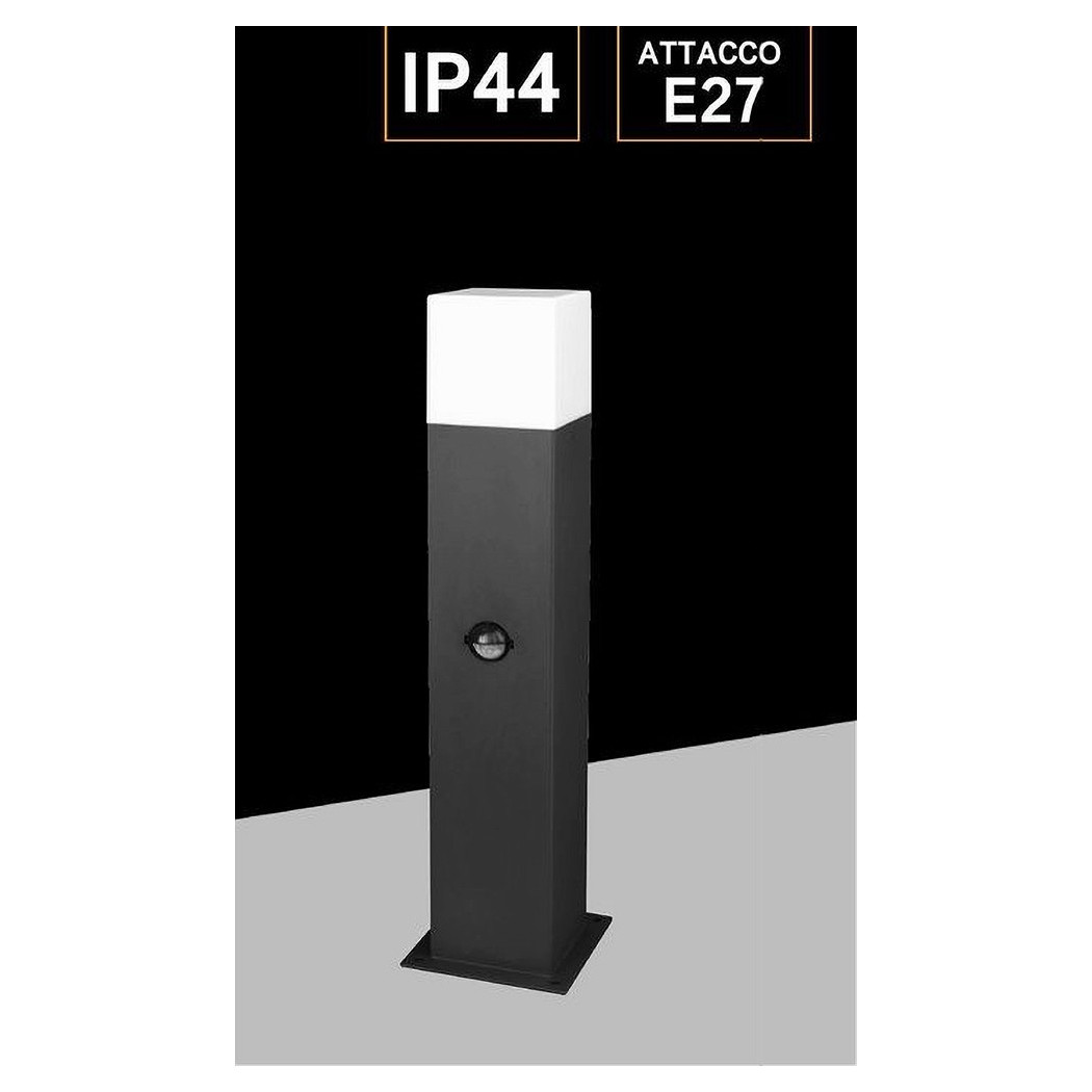 foto del prodotto trade shop lampione esterno con sensore movimento e27 lampada da terra lampioncino ip44 h440 nero