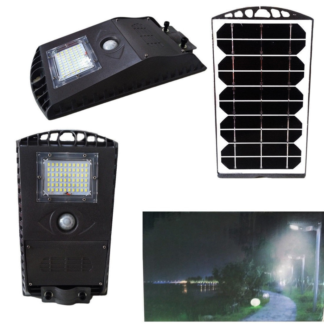 foto del prodotto trade shop lampione faro faretto solare lampada 60 led smd per esterni 30w pannello solare 