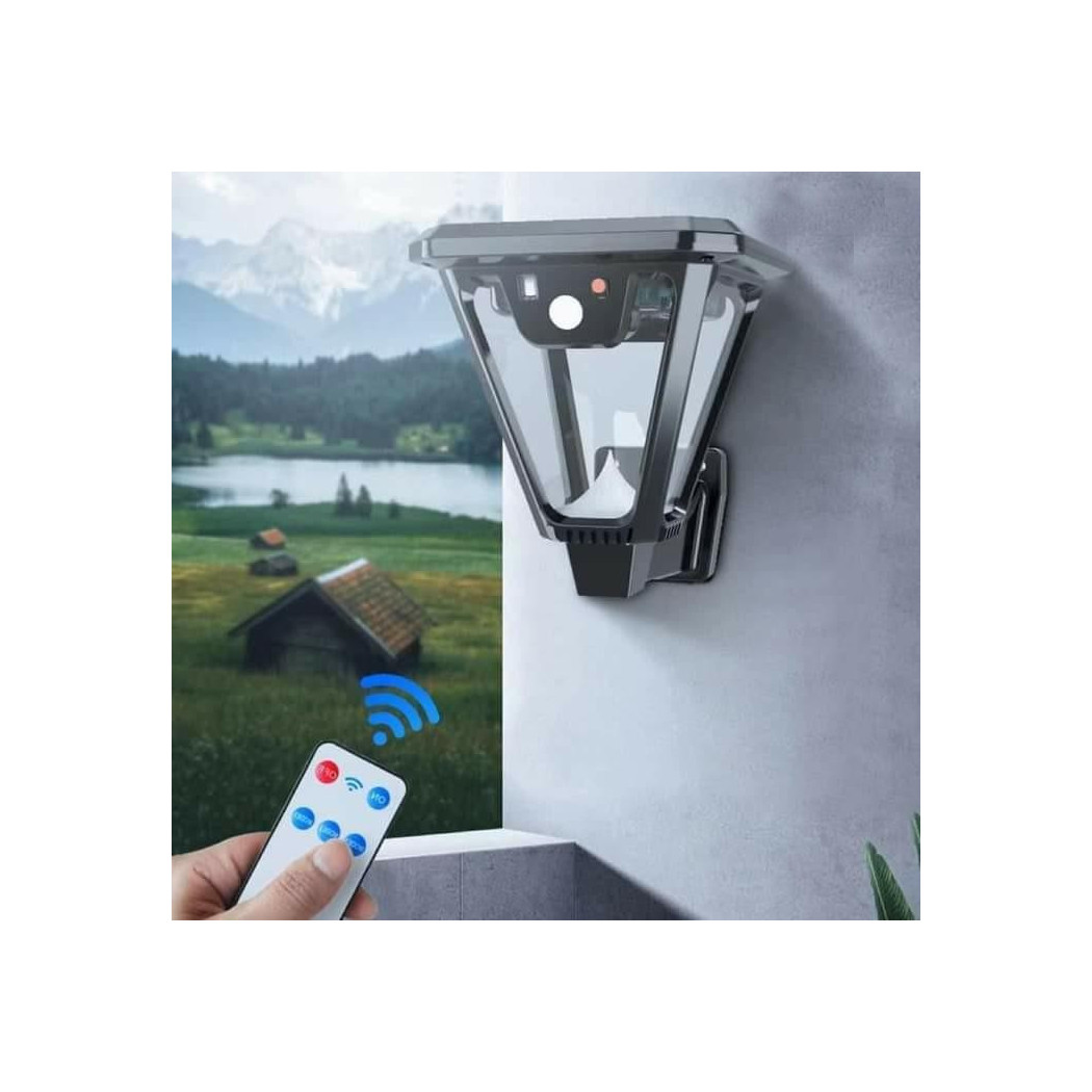 foto del prodotto trade shop lampione lampada luce solare giardino a led su picchetto con telecomando sensore 