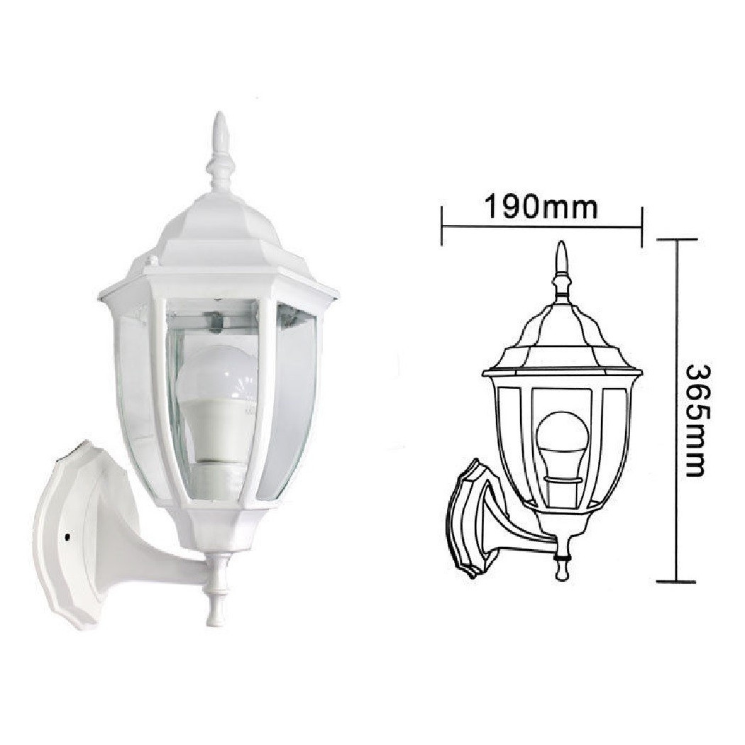 foto del prodotto trade shop lanterna da giardino antica lampada parete applique da esterno a muro retr es09 bianco