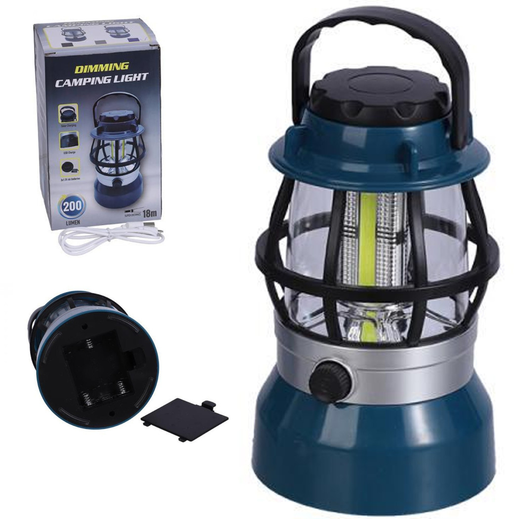foto del prodotto trade shop lanterna lampada solare da campeggio ricaricabile luce led emergenza dimmerabile 