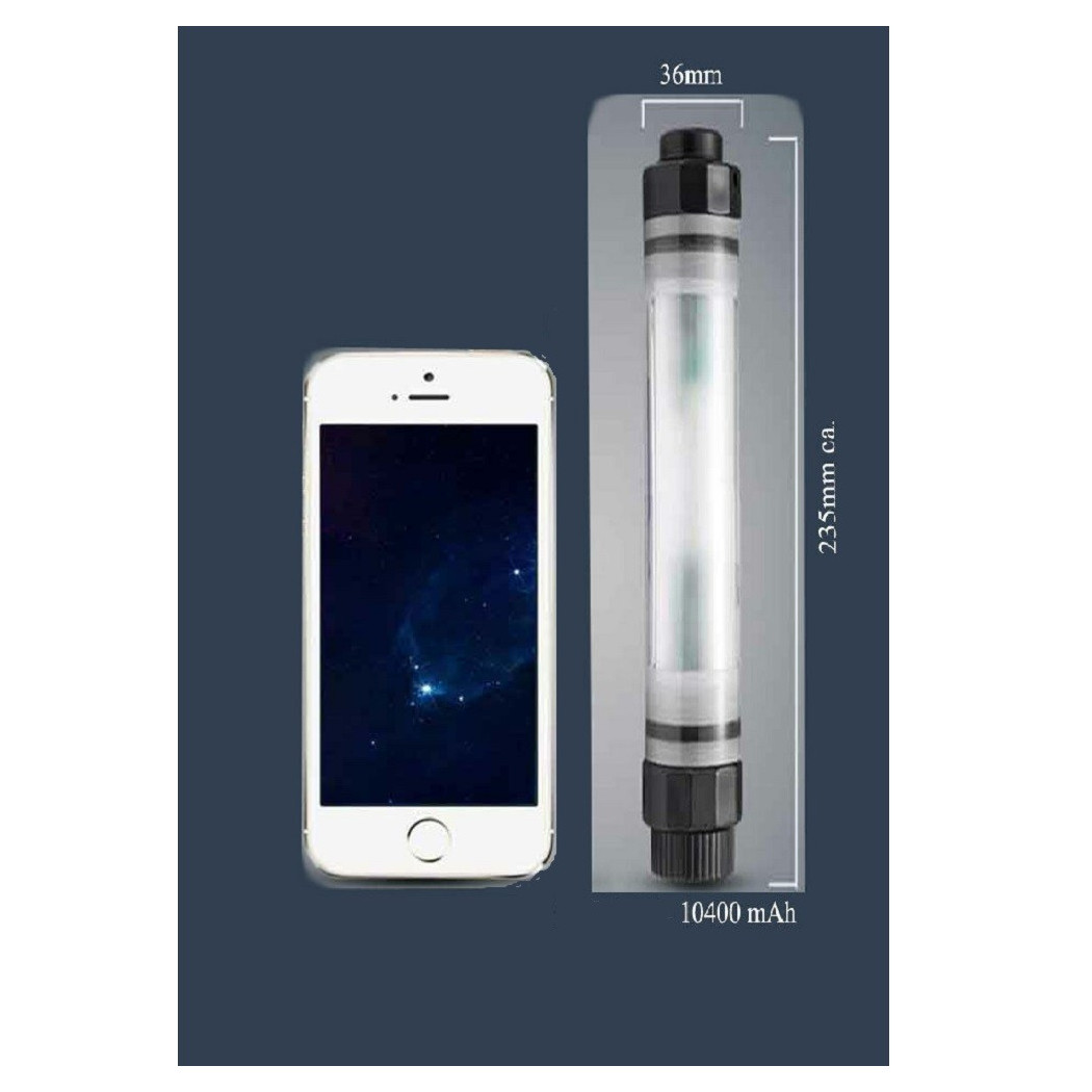 foto del prodotto trade shop lanterna led torcia portatile lampada emergenza ricaricabile usb powerbank 10400mah 