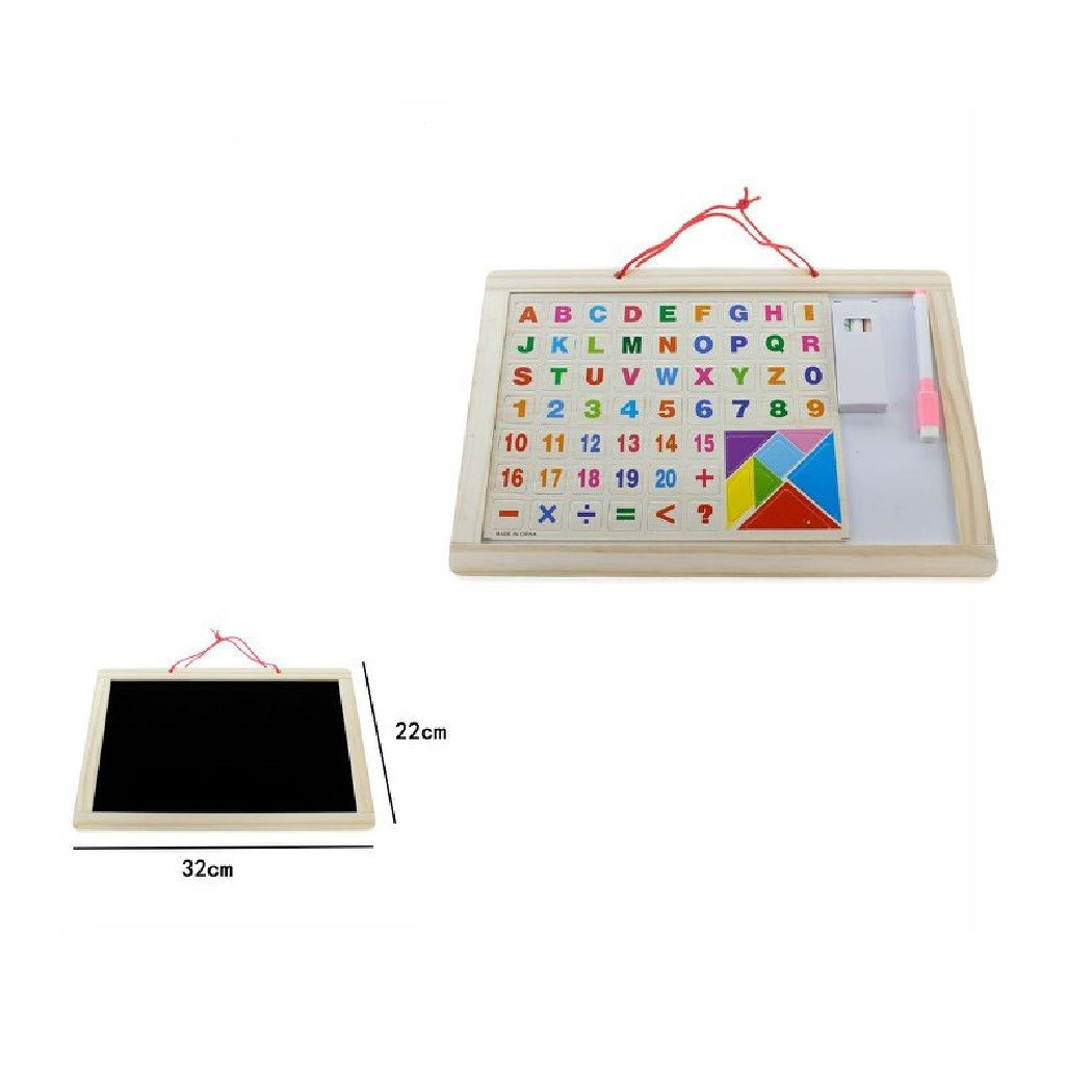 foto del prodotto trade shop lavagna doppia funzione bianca nera gessetto pennarello lettere magnetiche 07299 