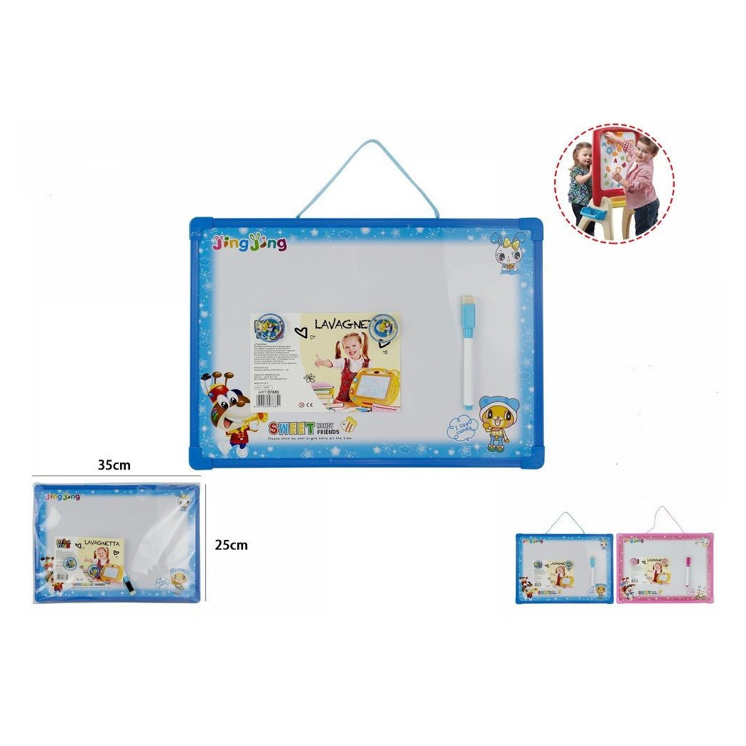 foto del prodotto trade shop lavagna magnetica con cornice in plastica per bambini con pennarello gioco 07685 