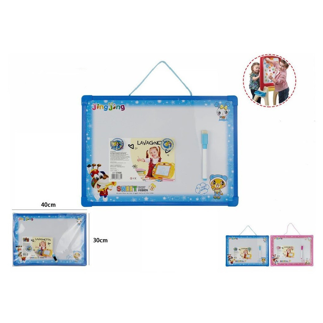 foto del prodotto trade shop lavagna magnetica con cornice in plastica per bambini con pennarello gioco 07686 