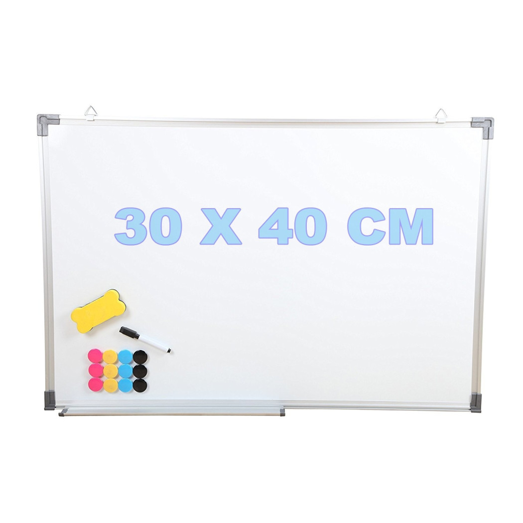 foto del prodotto trade shop lavagna magnetica con struttura alluminio 30 x 40 cm 3 pennarelli 12 magneti 