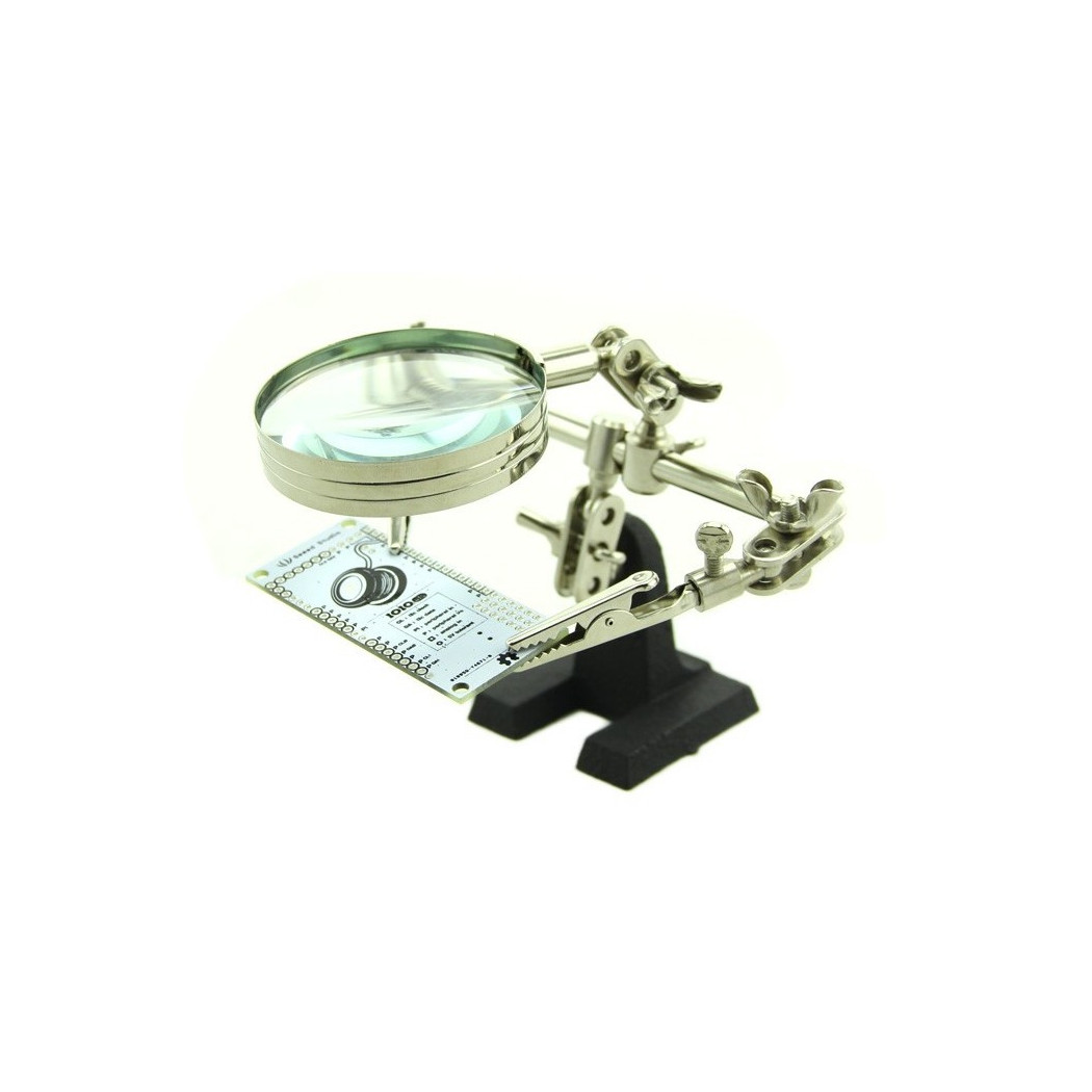 foto del prodotto trade shop lente 3.5 quot ingrandimento 2x con pinze terza mano da tavolo supporto per saldature modellismo 