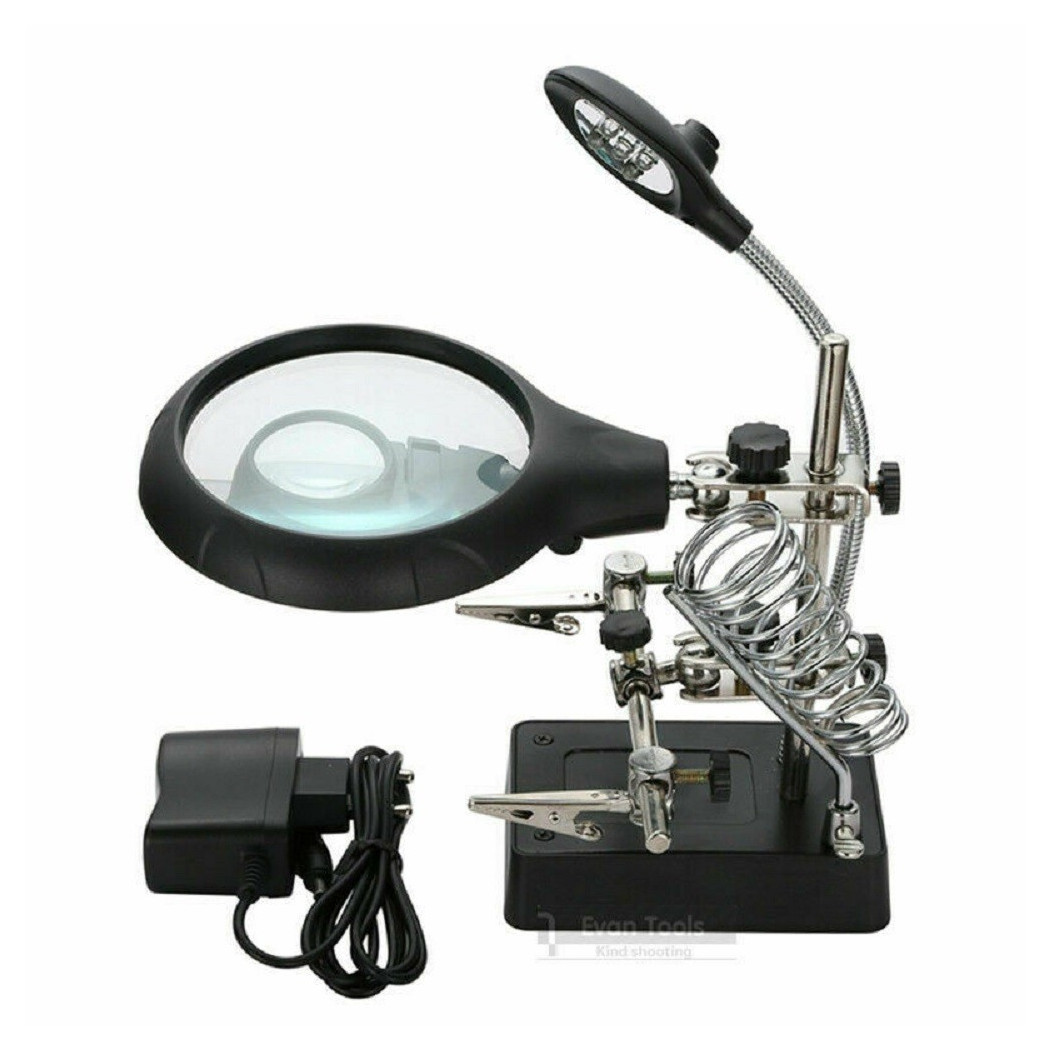 foto del prodotto trade shop lente ingrandimento saldatura riparazione 5 led ausiliaria molletta mg16129 c 