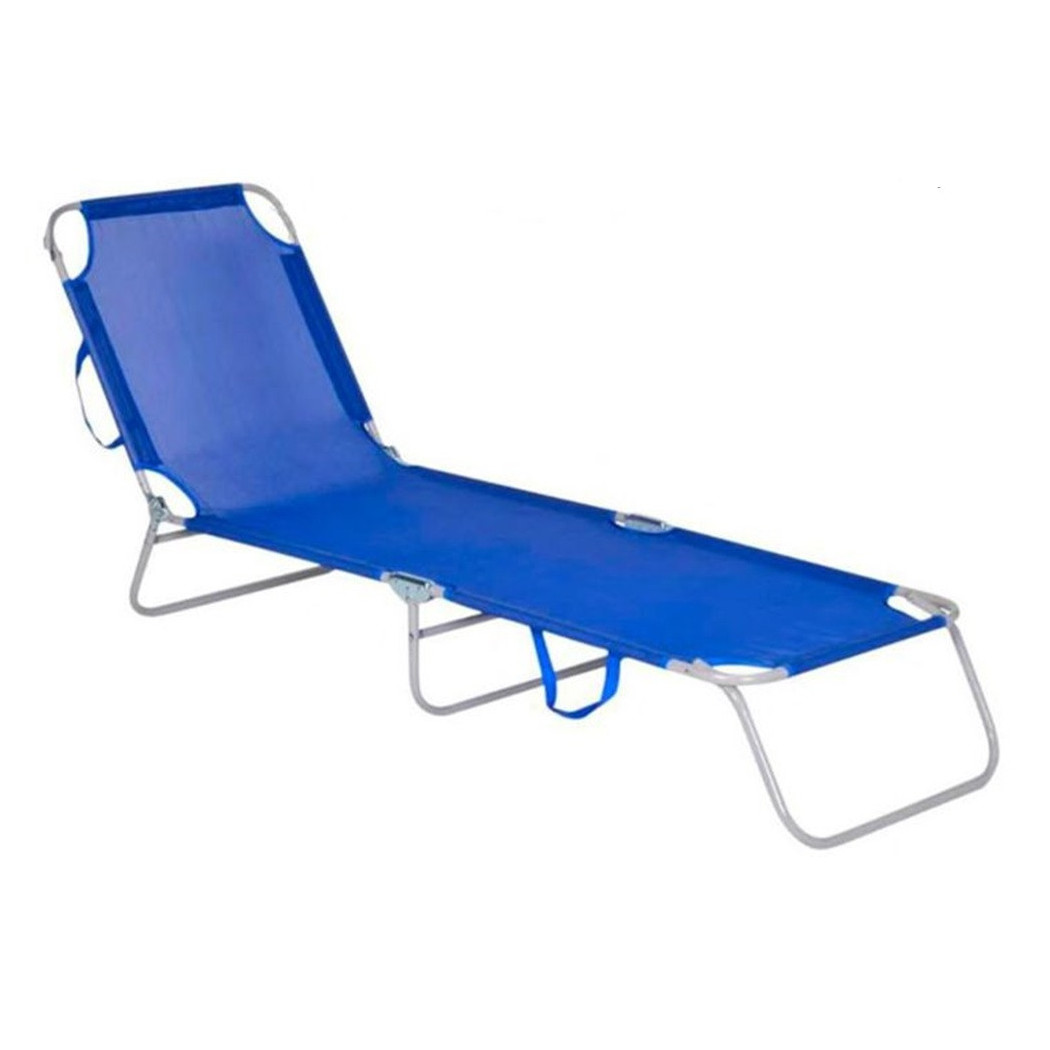 foto del prodotto trade shop lettino in textilene blu per mare giardino schienale regolabile in 3 posizioni 281045 