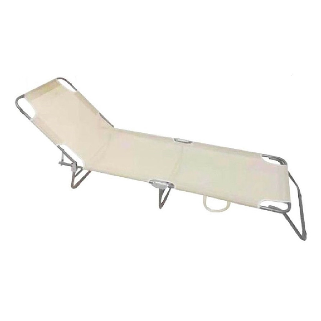 foto del prodotto trade shop lettino in textilene crema per mare giardino schienale regolabile in 3 posizioni 281047 