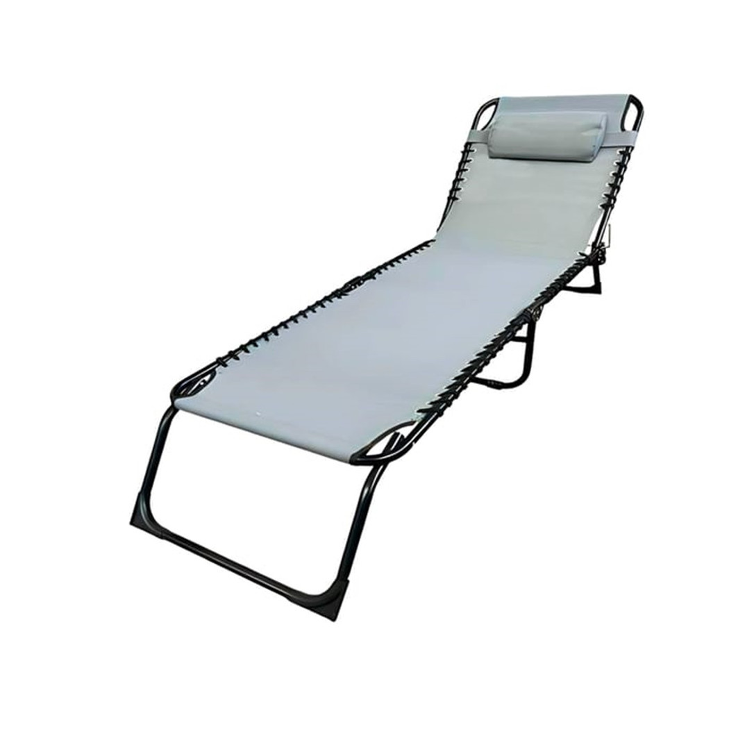 foto del prodotto trade shop lettino prendisole sdraio senza parasole in textilene grigio reclinabile giardino 483008 
