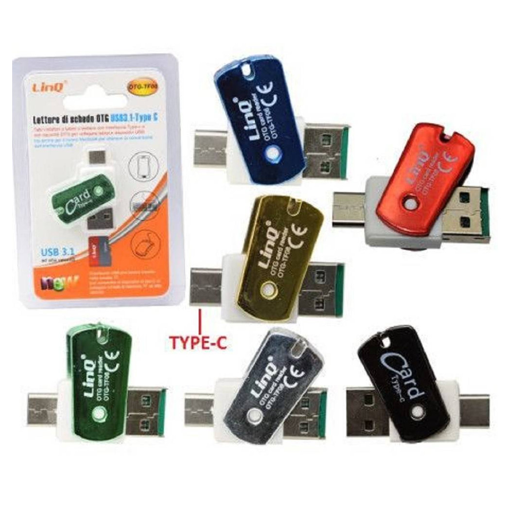 foto del prodotto trade shop lettore di schede memory card micro sd otg usb 3.1 type c adattatore otg tf08 