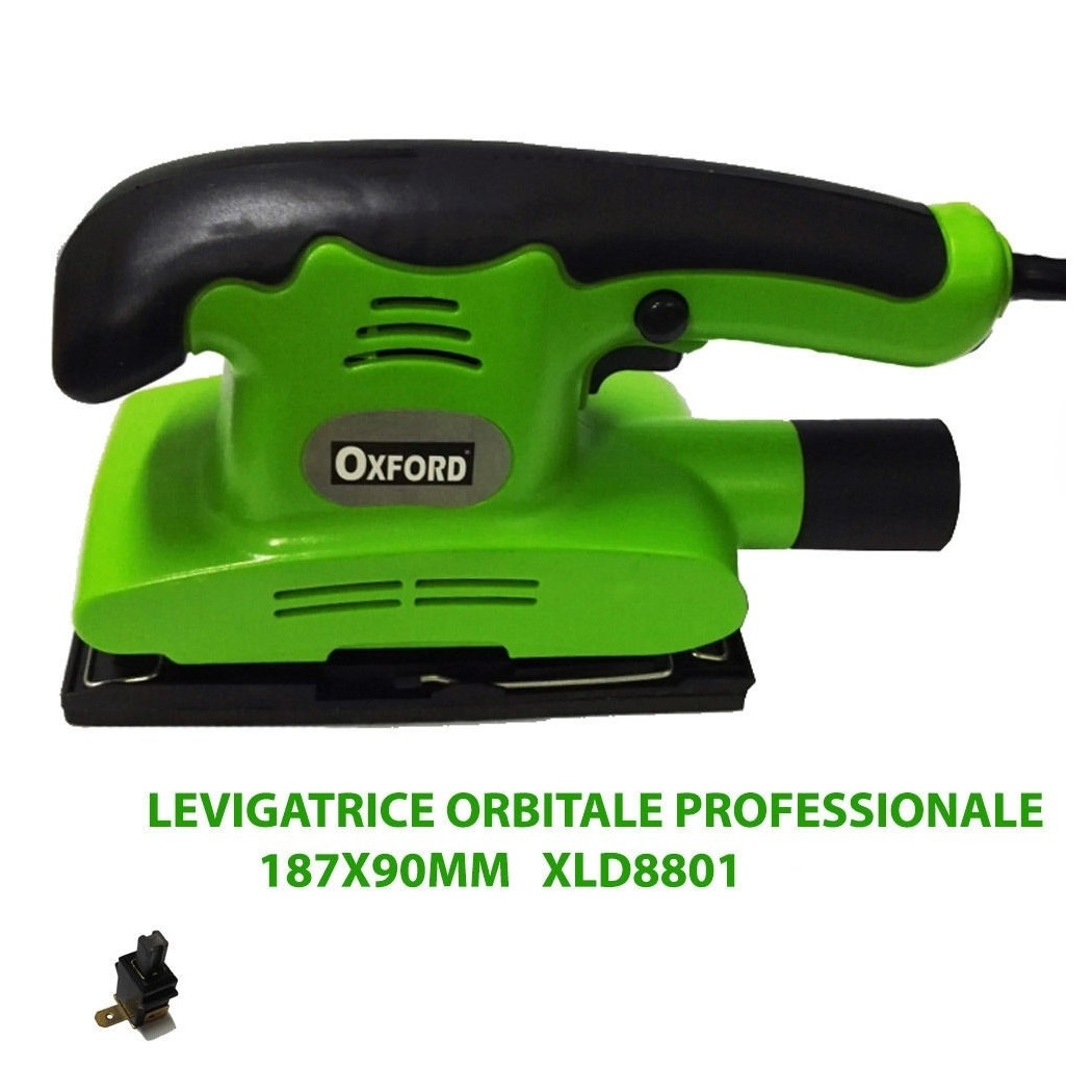 foto del prodotto trade shop levigatrice orbitale 150w 187x90 mm con attacco per aspirazione polvere xld8801 