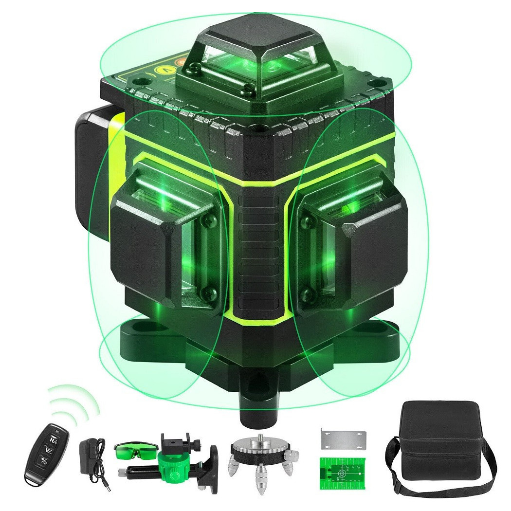 foto del prodotto trade shop livella laser a verde 16 linee autolivellante 4x360 con base di treppiede 