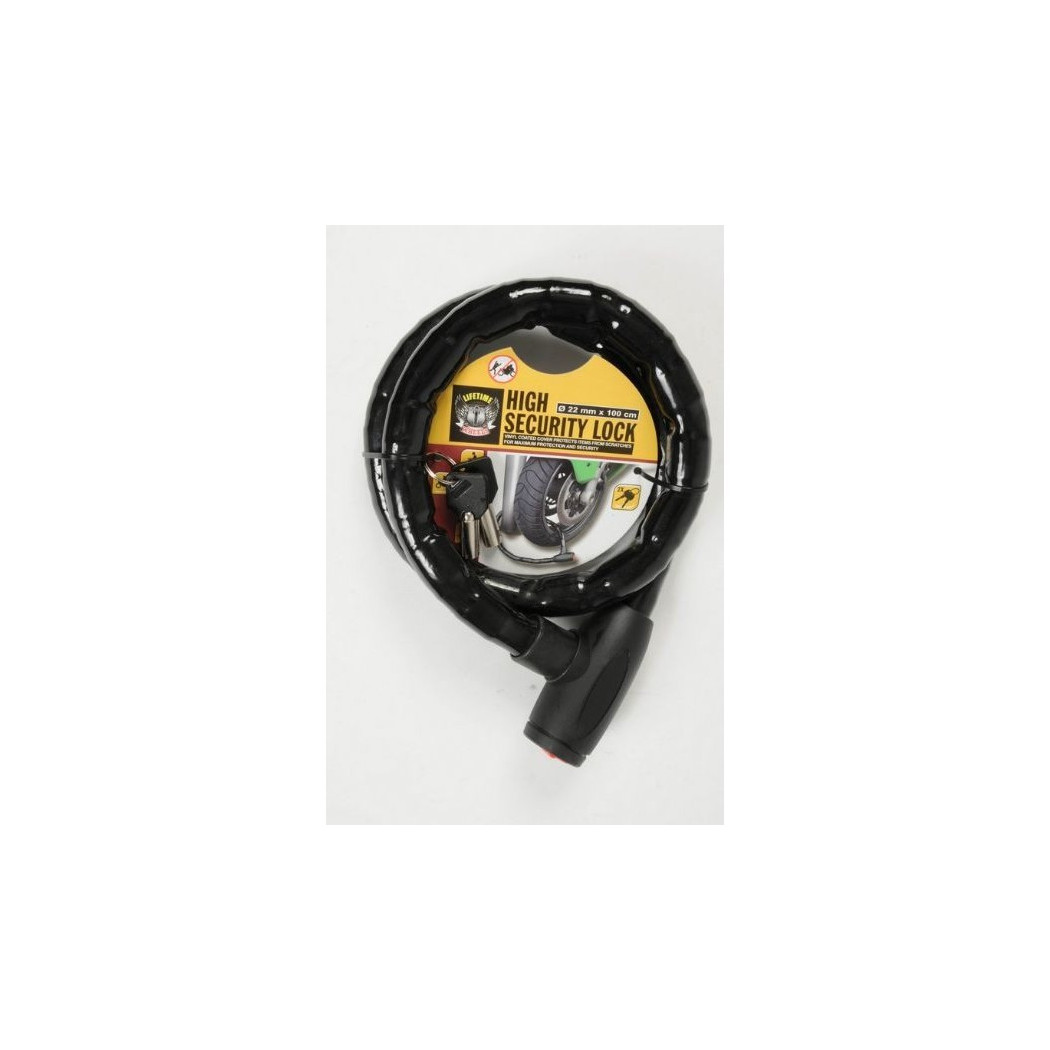 foto del prodotto trade shop lucchetto a catena per ruota bici moto scooter biciletta da 1 metro 22mm nero 