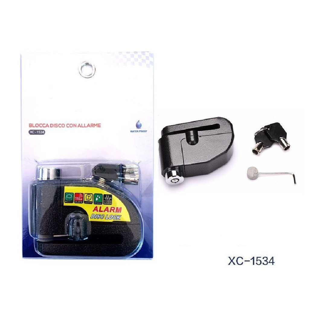 foto del prodotto trade shop lucchetto antifurto bloccadisco con allarme sonoro 110db per moto bici xc 1534 