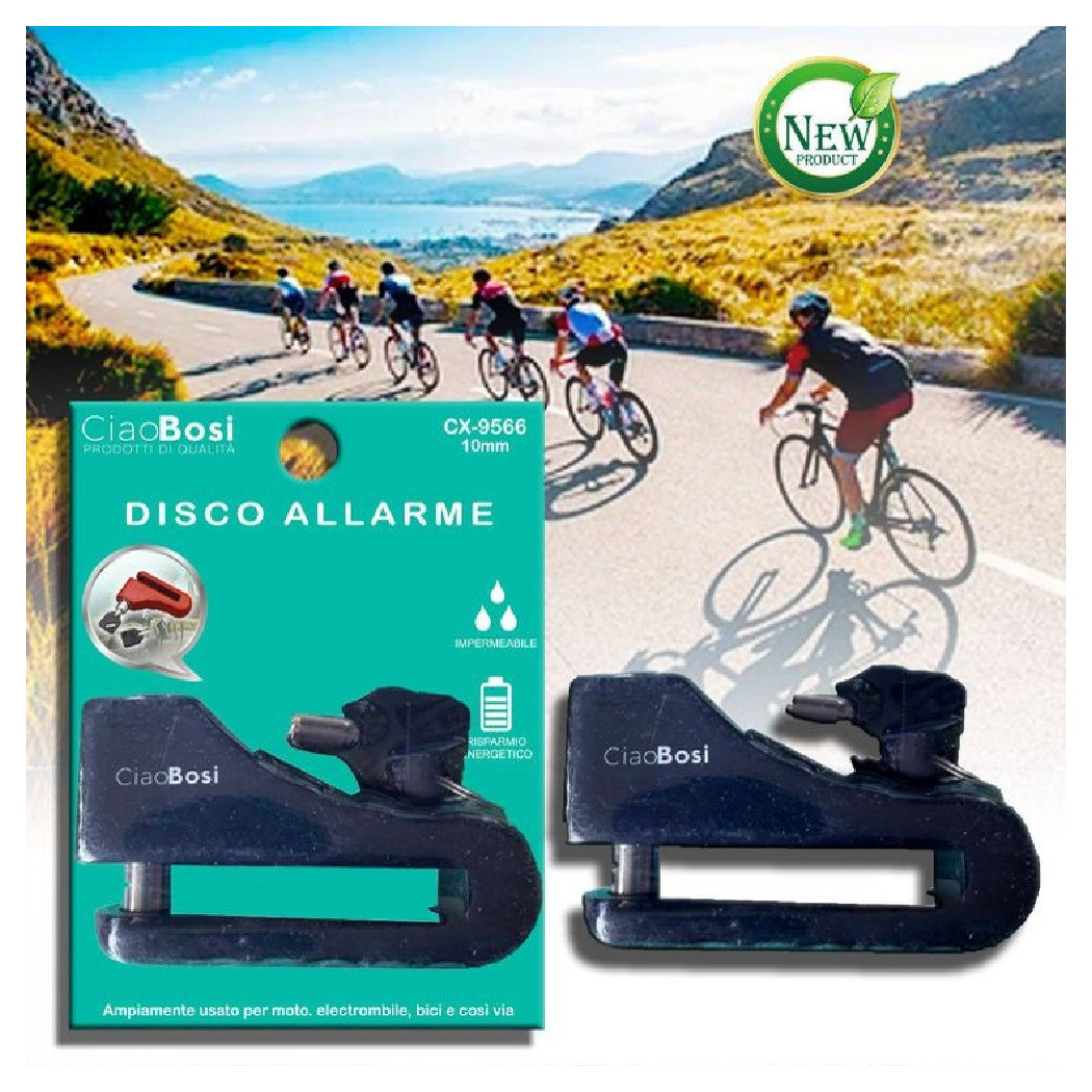foto del prodotto trade shop lucchetto blocca disco con allarme sonoro sicurezza antifurto moto bici cx 9566 