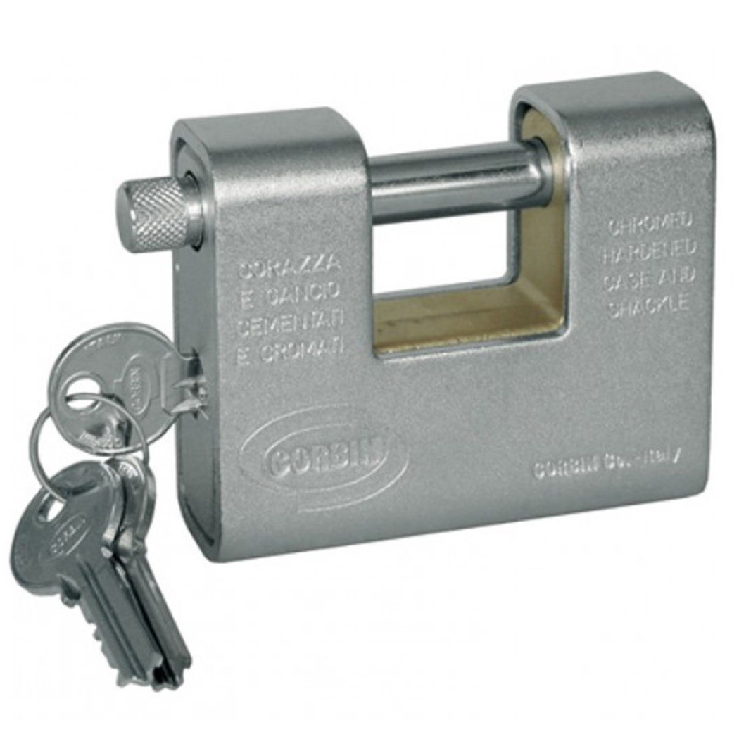 foto del prodotto trade shop lucchetto catenaccio corazzato in acciaio temprato corbin mm 60 80 90 antiscasso 80 mm 