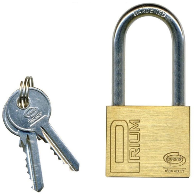 foto del prodotto trade shop lucchetto catenaccio in ottone ad arco lungo corbin 25 30 40 50 mm con 2 chiavi 25 mm 