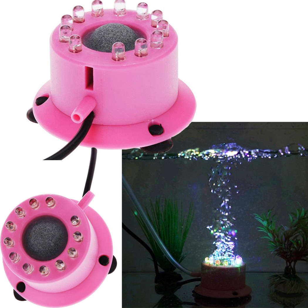 foto del prodotto trade shop luce 12 led rgb acquario con bolle aria pietra porosa pesci piante decorazione 