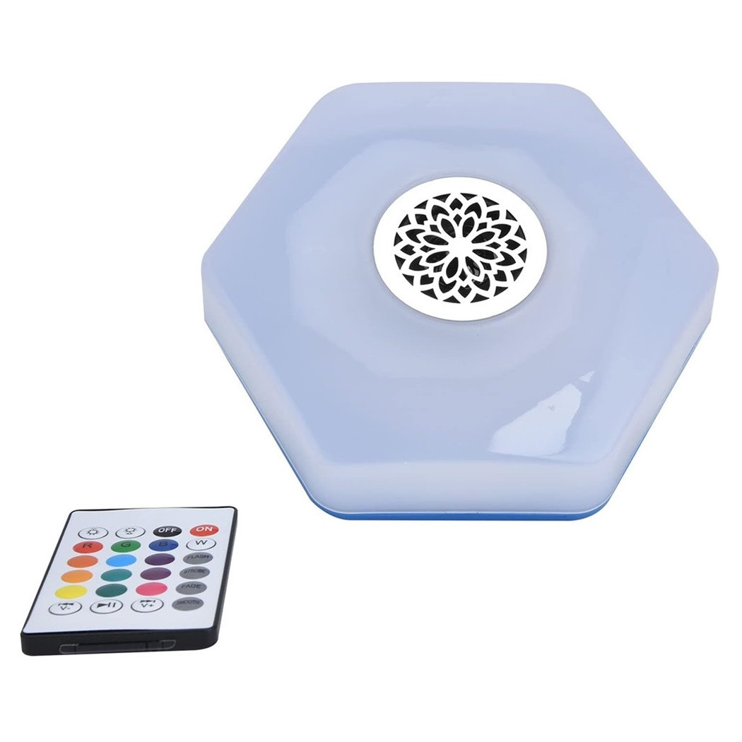 foto del prodotto trade shop luce e27 led bluetooth altoparlante forma disco volante colorato rgbw telecomando 