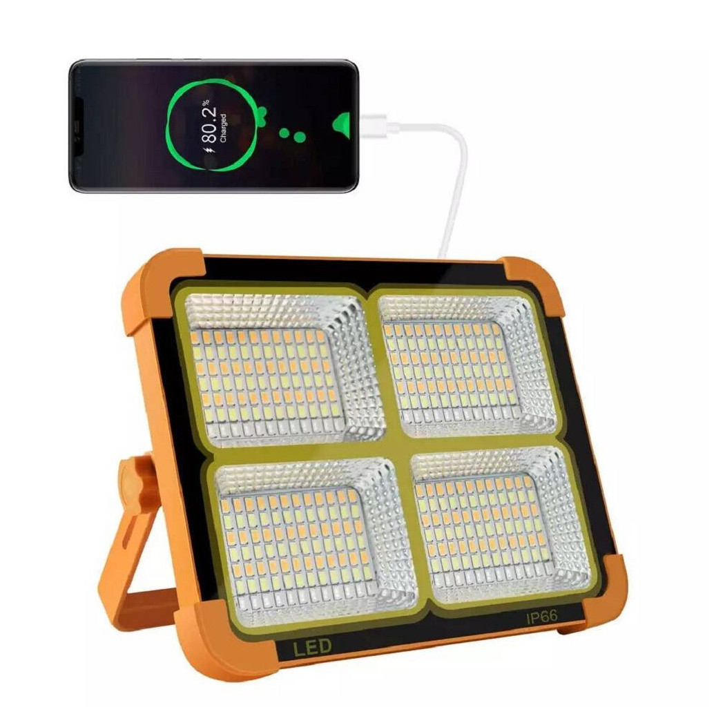 foto del prodotto trade shop luce faro 120 w emergenza portatile ricaricabile pannello solare power bank usb 