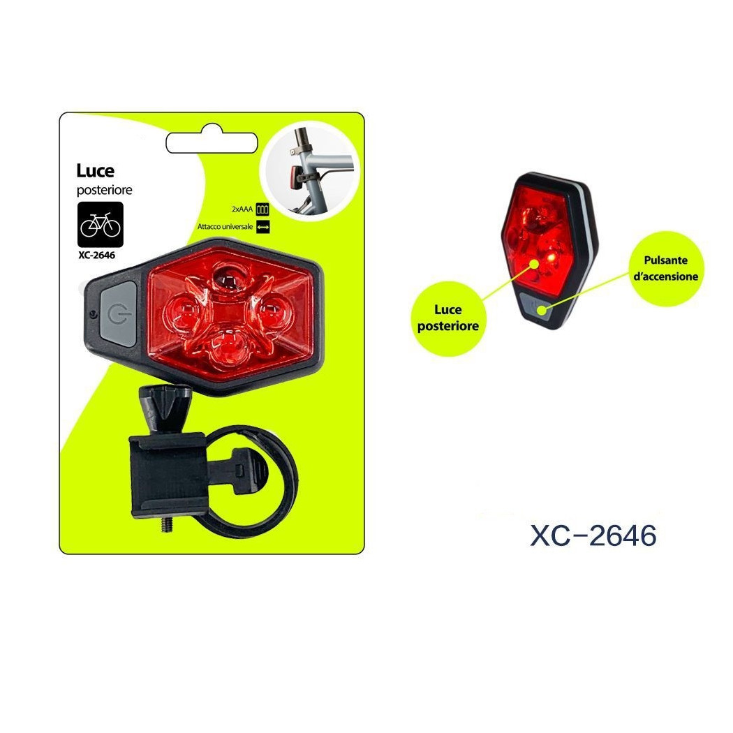 foto del prodotto trade shop luce posteriore bici bicicletta attacco universale pulsante accensione xc 2646 
