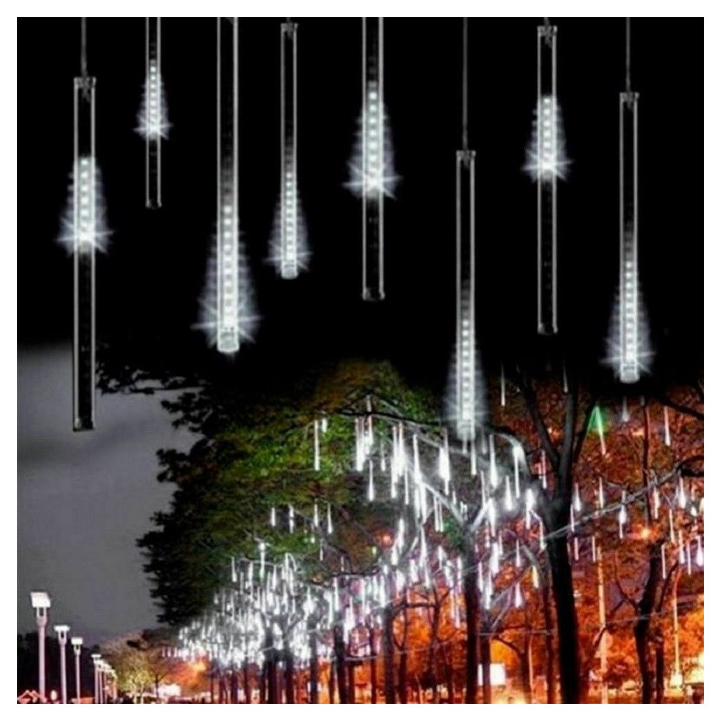 foto del prodotto trade shop luci di natale esterno natalizi led effetto pioggia stella cadente bianco freddo 
