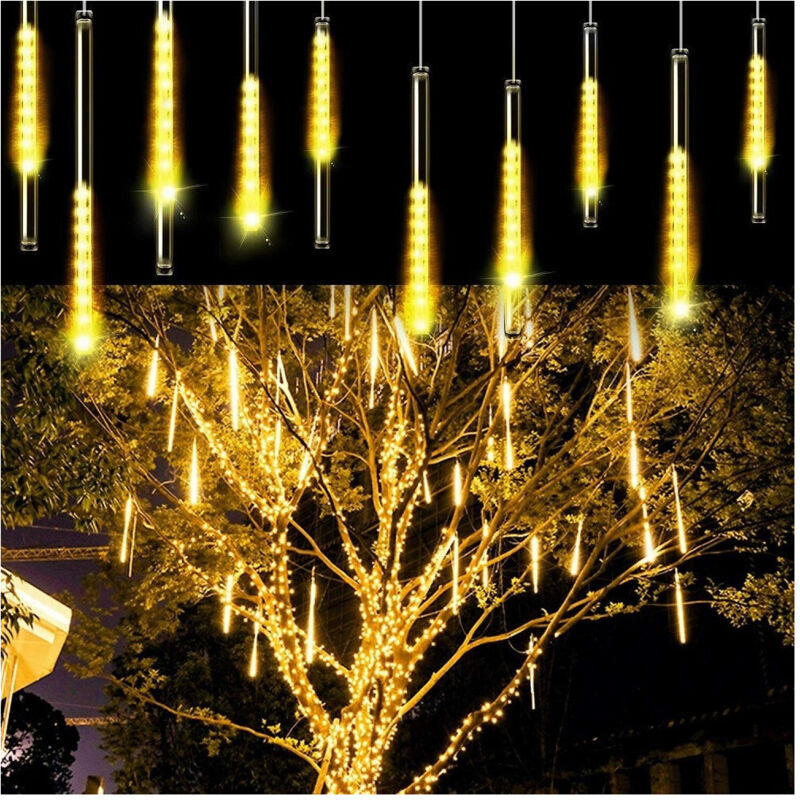 foto del prodotto trade shop luci natale da esterno natalizie led effetto pioggia stella cadente bianco caldo 