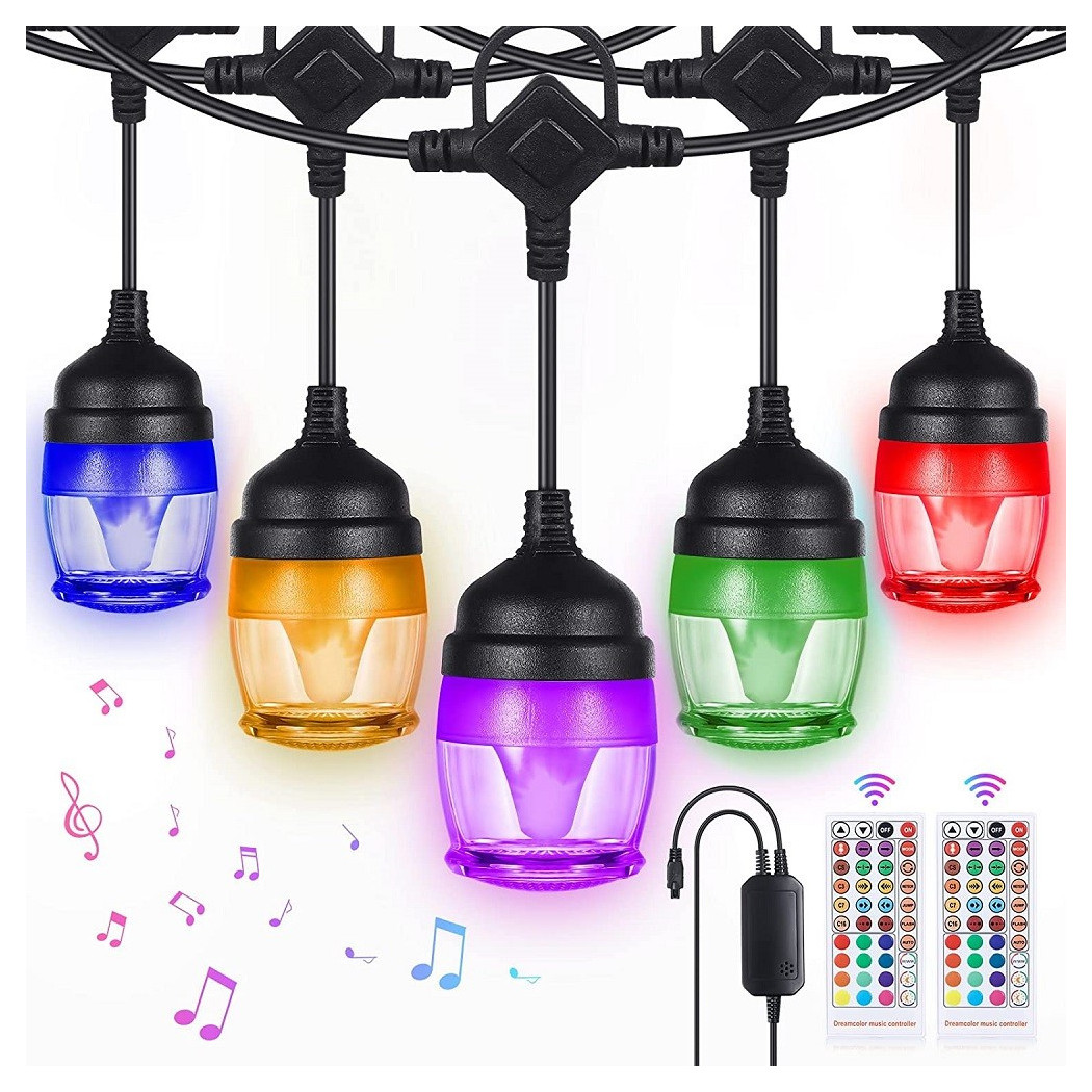 foto del prodotto trade shop luci per esterni a led rgb 14 lampadine dimmerabili sincronizzate impermeabili 