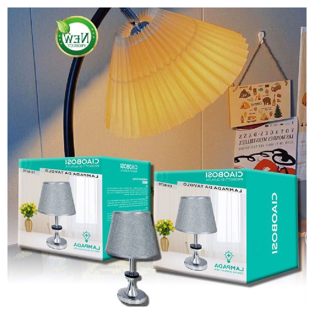 foto del prodotto trade shop lume lampada da tavolo abat jour comodino com arredo camera casa luce tx 9770 