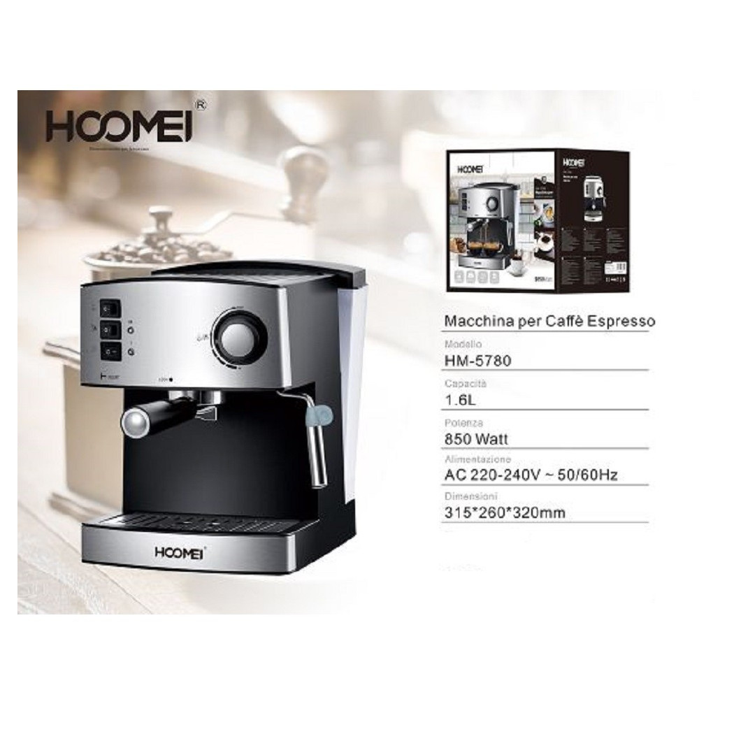 foto del prodotto trade shop macchina per caff espresso 850 watt 1.6lt cappuccino system 15 bar corpo inox 