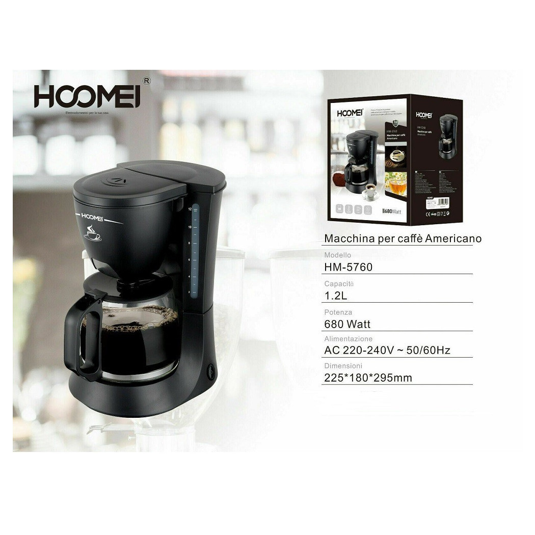 foto del prodotto trade shop macchina per caffe 39 10 tazze 680 watt 1.2 lt americano ottima qualita 39 hoomei 