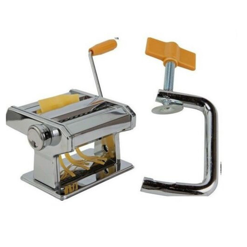 foto del prodotto trade shop macchina per pasta da cucina in acciaio cromato manuale fettuccine tagliolini 