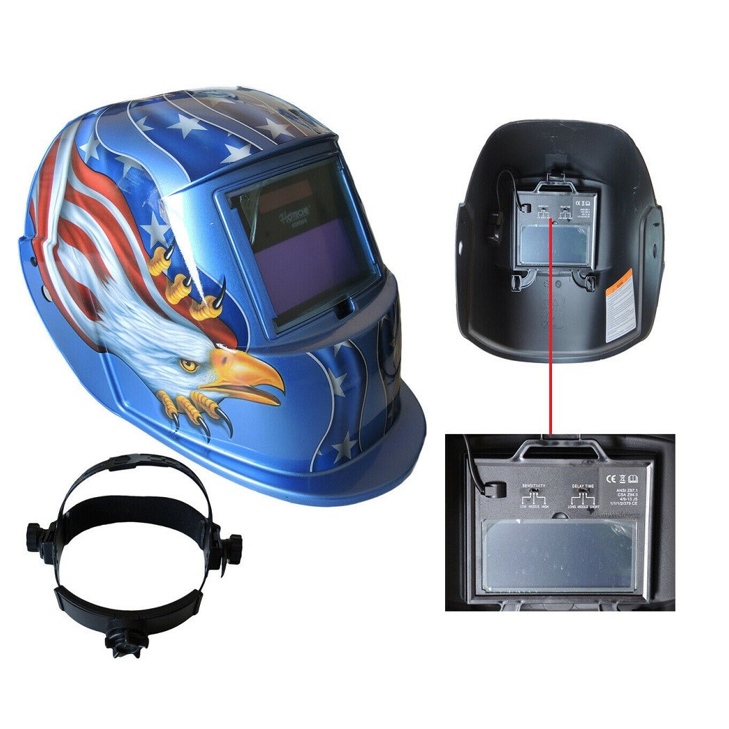 foto del prodotto trade shop maschera per saldatura casco per fabbro protezione a cristalli liquidi 92x42mm 