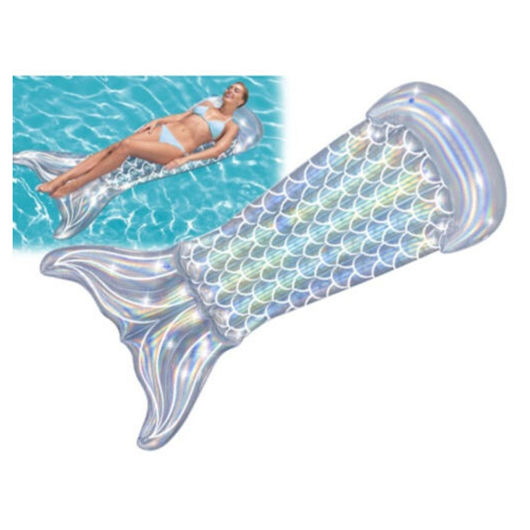 foto del prodotto trade shop materassino gonfiabile fashion coda a sirena iridescente 193x101cm piscina 43413 