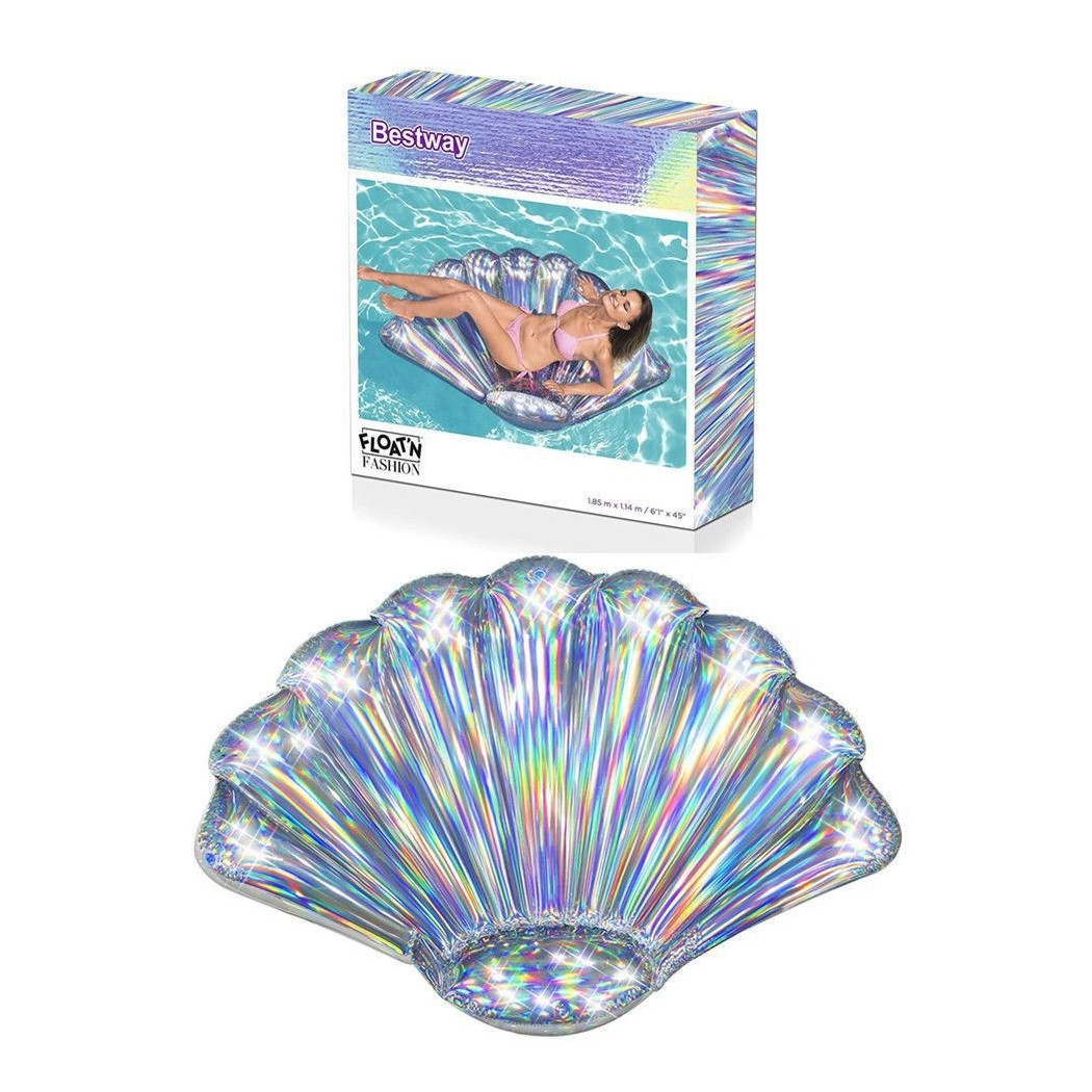 foto del prodotto trade shop materassino gonfiabile lounge conchiglia iridescente 185x114cm mare piscina 43414 